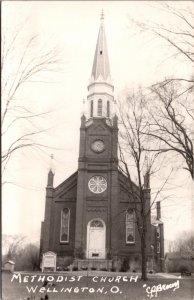 Real Photo Postcard Methodist Church in Wellington, Ohio