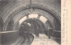 CITY HALL SUBWAY STATION NEW YORK TO GERMANY #319 (x2) STAMPS POSTCARD 1905