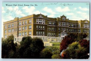 c1910's West Point High School Campus Building Kansas City Missouri MO Postcard