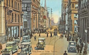 TORONTO ONTARIO CANADA~KING STREET AT YONGE~1928 PSTMK POSTCARD