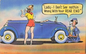 Lady-I Don't See nothin Wrong With Your Rear End Auto Repair Linen Postcard