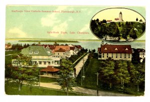 NY - Plattsburgh. Catholic Summer School, Split Rock Light