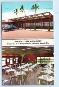 ORMOND BEACH, FL Florida ~ Roadside COUNTRY FARE RESTAURANT c1940s Postcard