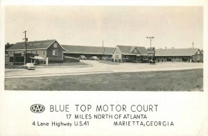 1952 Marietta Georgia Blue Top Motor Court occupation autos RPPC Postcard 26-524
