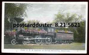 h883 - WINNIPEG Man 1940s First CPR Train Engine. Real Photo Postcard by Sutton