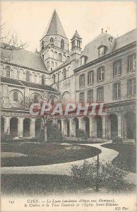 Old Postcard Caen Lycee cloister and the Central Tower of the Church of Saint...