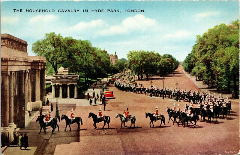 Household Calvary Hyde Park Longdon England Horseback VTG Postcard Valentine UNP 