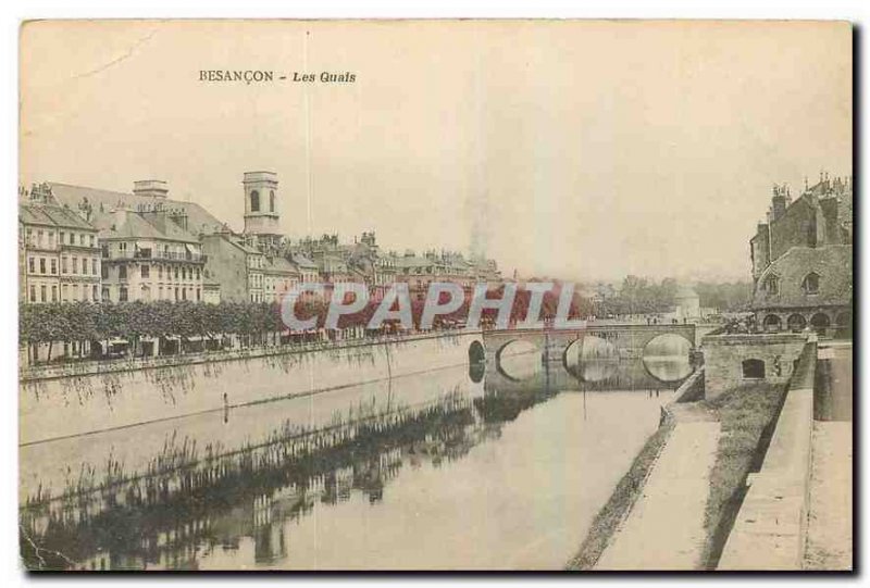 Old Postcard Besancon Quays
