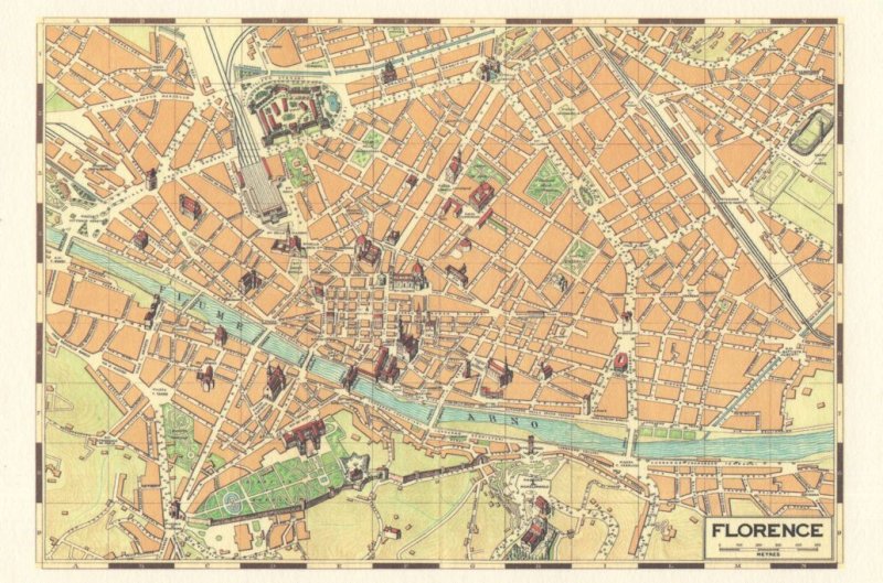 Florence Italy Italian Rare Map Postcard