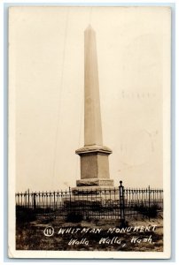 1936 Whitman Monument Walla Walla Washington WA RPPC Photo Vintage Postcard