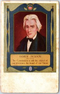 VINTAGE POSTCARD ANDREW JACKSON PATRIOTIC BY MAKERS OF WALK-OVER SHOES 1920s