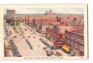 Hamilton Ontario Canada Postcard 1930-1950 King Street Showing Gore Park