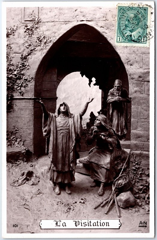 VINTAGE POSTCARD THE VISITATION SCENE AT MONTREAL CANADA MAILED 1910 REAL PHOTO