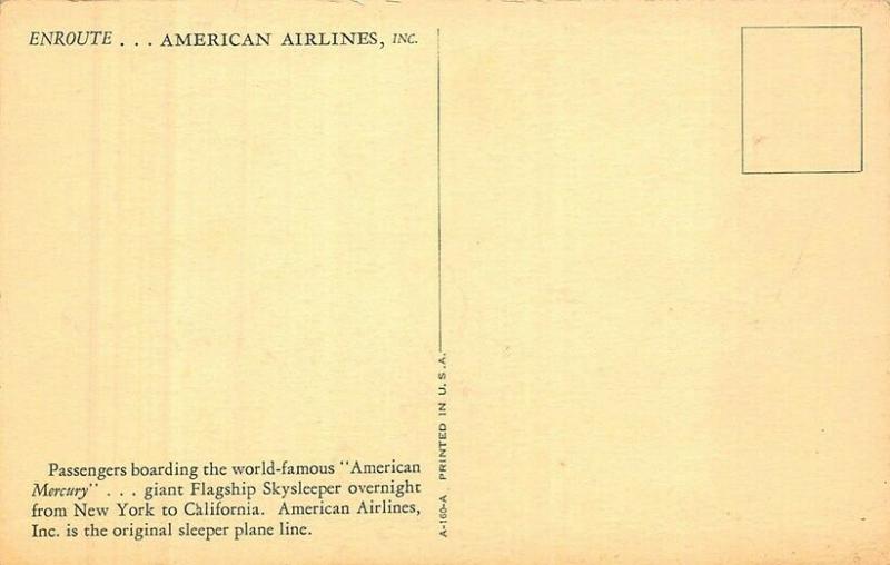 American Mercury Giant Flagship Sky sleeper Airplane Postcard