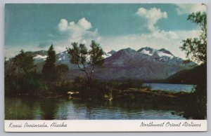 Kenai Peninsula Alaska~Russian Lake & River~Northwest Orient Airlines~1950s Pc