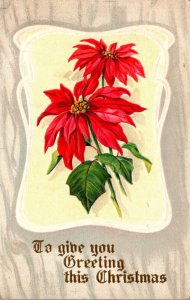 Merry Christmas With Poinsettias 1912