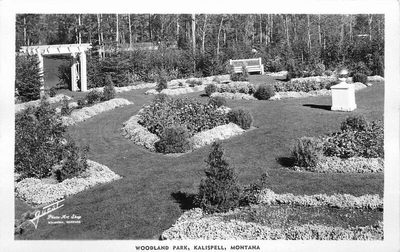 Guest Photo Auto Kalispell Montana Woodland Park 1940s RPPC Photo Postcard 8688