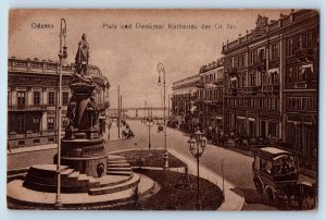 Odesa Ukraine Postcard Square Monument to Catherine the Great c1910 Antique