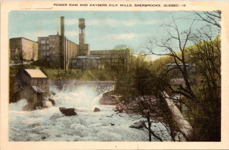 Sherbrooke Quebec Canada Power Dam Laysers Silk Mills Postcard unused 1900s/10s