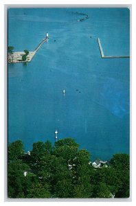 Birds Eye VIew Harbor Entrance Sodus Bay New York NY UNP Chrome Postcard Y11