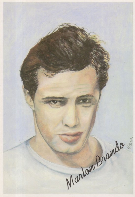 Marlon Brando Film Star Rare Jane Hart Painting Postcard