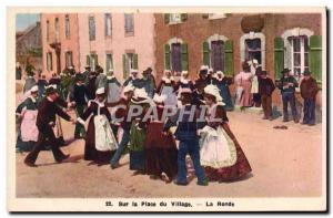 Old Postcard Folklore On the village square Round