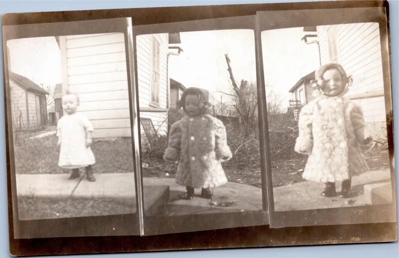 RPPC Triptych Toddler Portrait - AZO 1904-1918