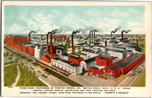 Post Postum Cereal Co Factories Battle Creek MI Vintage Postcard T11