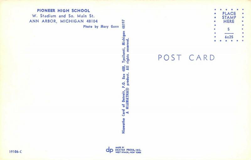 Ann Arbor Michigan 1970s Postcard Pioneer High School Aerial View