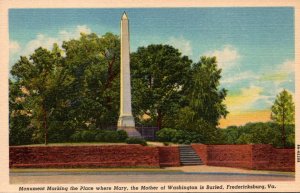 Virginia Fredericksburg Monument Marking The Place Where Mary Mother Of Washi...