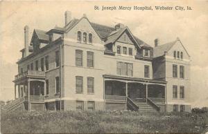 c1907 Lithograph Postcard St. Joseph Mercy Hospital Webster City IA Hamilton Co.