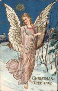 Christmas Angel Embossed c1900s-10s Postcard