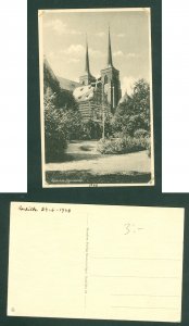 Denmark. Postcard. 1948. Roskilde Cathedral. Danish Flag.