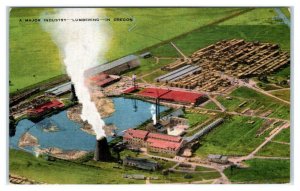 MEDFORD, Oregon OR ~ Logging MEDFORD CORP. MILL Lumber c1940s Linen Postcard