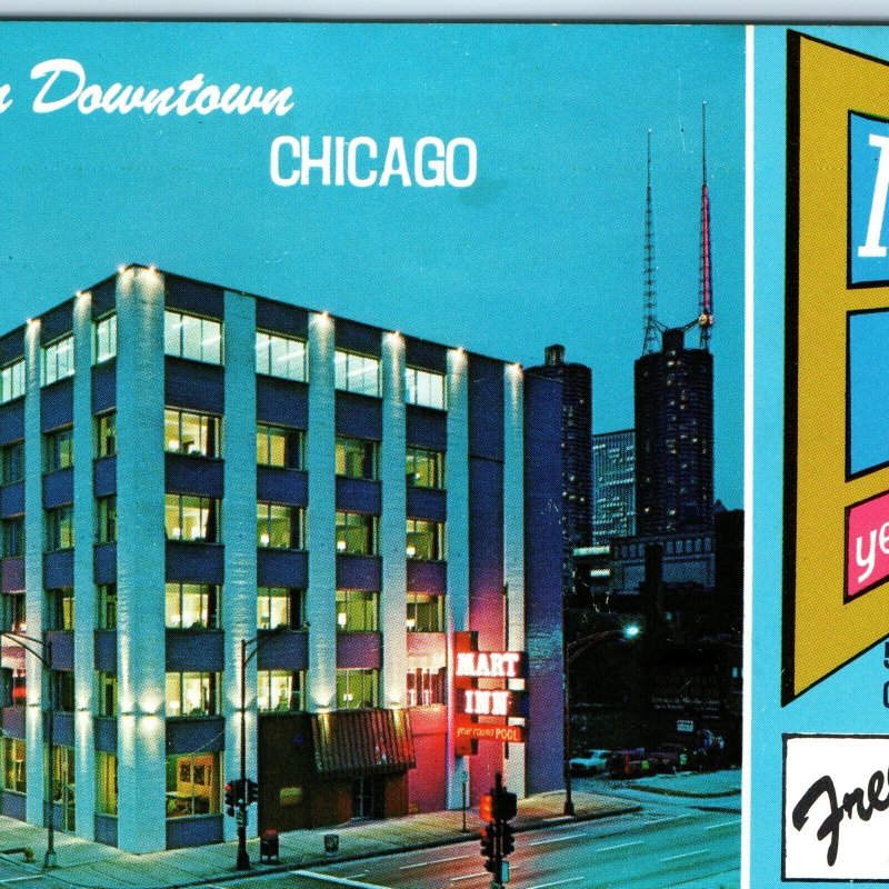 c1960s Chicago, IL Night Mart Motor Inn Best Western Motel Chrome Neon Sign A305