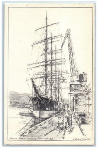 1948 Barque Pamir Unloading Vancouver British Columbia Canada Vintage Postcard