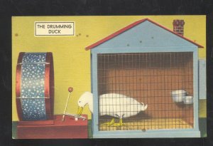 HOT SPRINGS ARKANSAS KELLER BRELAND DRUMMING DUCK ADVERTISING POSTCARD