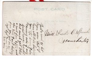 New Years Postcard with Ribbon, Unusual Fold Out