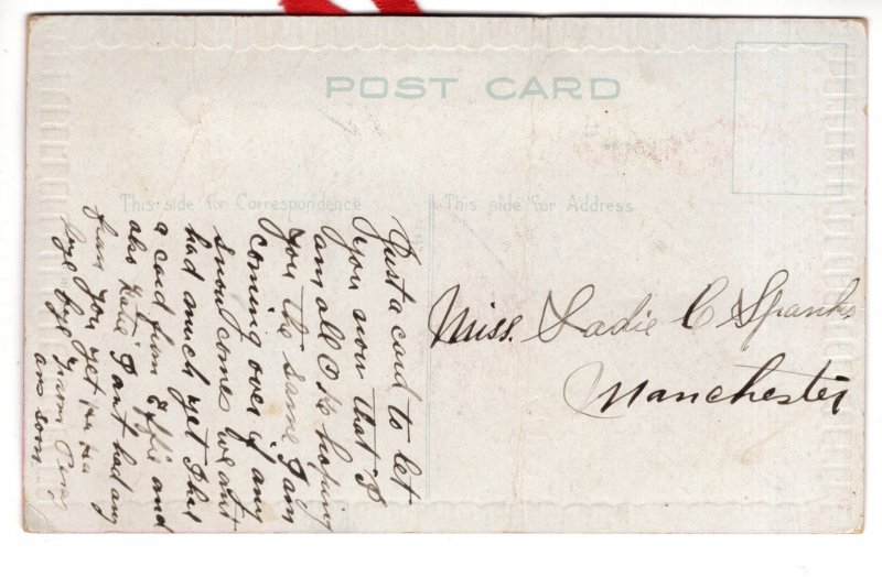 New Years Postcard with Ribbon, Unusual Fold Out