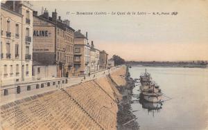 Le Quai de la Loire Roanne Loire France 1908 postcard