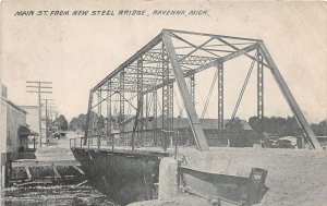J60/ Ravenna Michigan Postcard c1910 Main Street Bridge New Steel 172