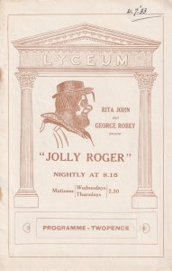 Jolly Roger George Robey Musical Burlesque Lyceum Old Theatre Programme