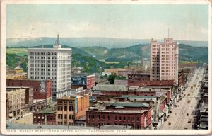 Postcard Market Street from Patten Hotel in Chattanooga, Tennessee