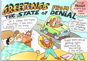 Postcard - Greetings From The State Of Denial with Comic Art Print