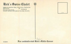 Postcard California Palo Alto Rick's Swiss Chalet interior restaurant 23-13138