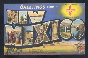 GREETINGS FROM NEW MEXICO VINTAGE LARGE LETTER LINEN POSTCARD