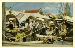 curacao, N.A., WILLEMSTAD, Venezolan Schooners with Fruits 1955 Curiosa Postcard