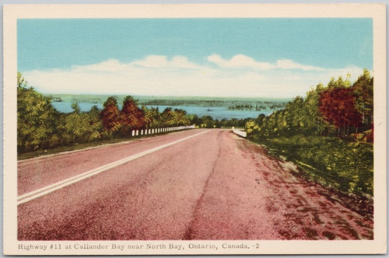 Highway 11 at Callander Bay near North Bay Ontario ON Canada PECO Postcard H73