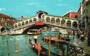 Vintage Postcard View of Ponte di Rialto Bridge Venezia Venice Italy IT