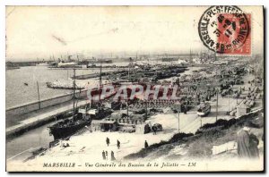 Postcard Old Marseille general view of the Joliette Basins